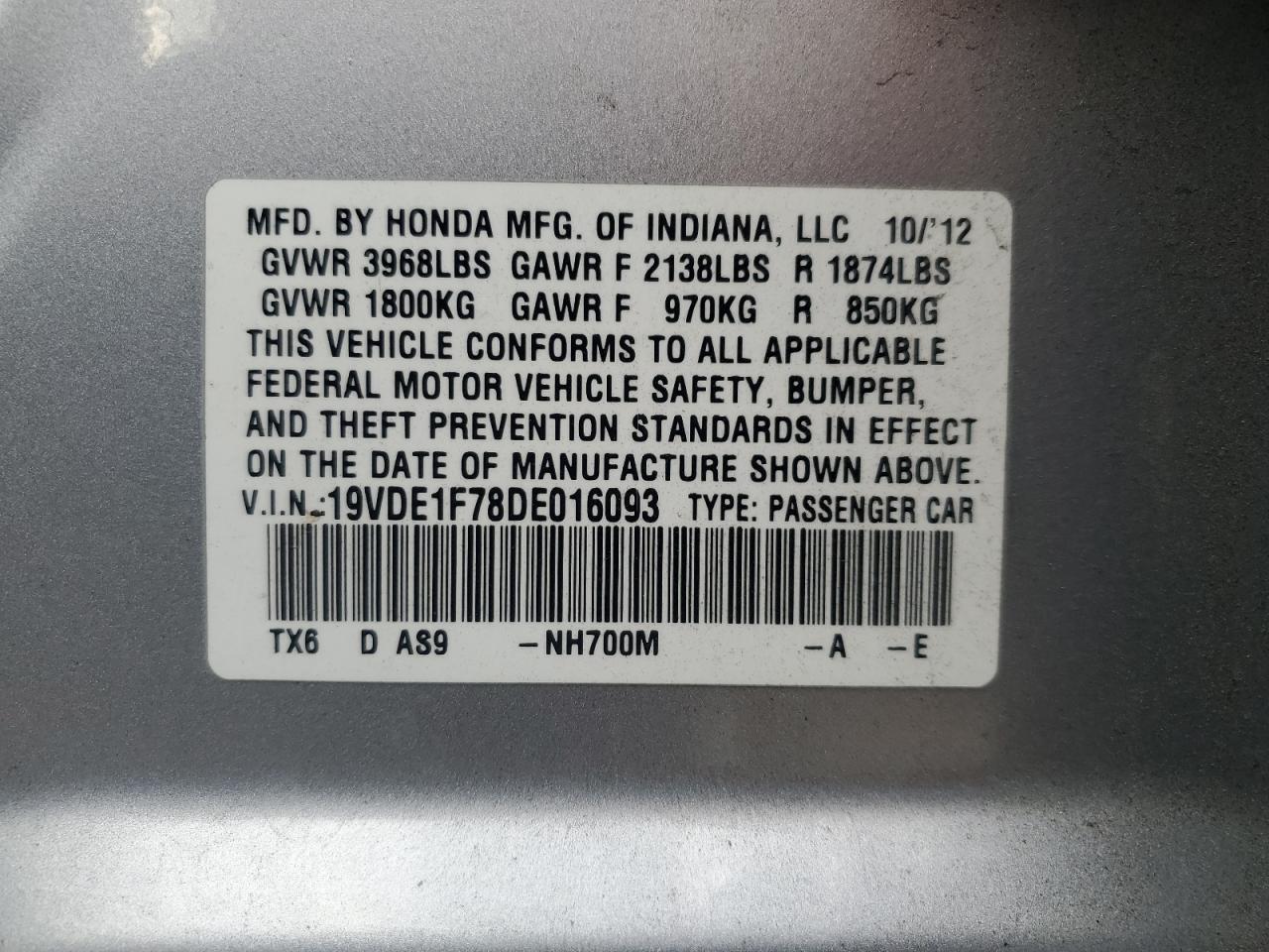 2013 Acura Ilx 20 Tech VIN: 19VDE1F78DE016093 Lot: 92713225