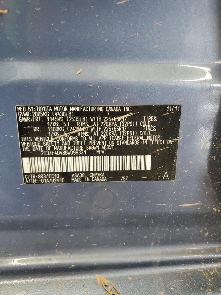 2011 Toyota Rav4 VIN: 2T3ZF4DV8BW099331 Lot: 91221995