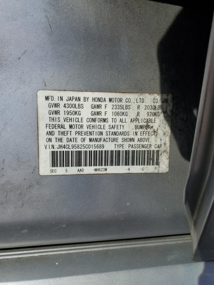 2005 Acura Tsx VIN: JH4CL95825C015689 Lot: 92096575