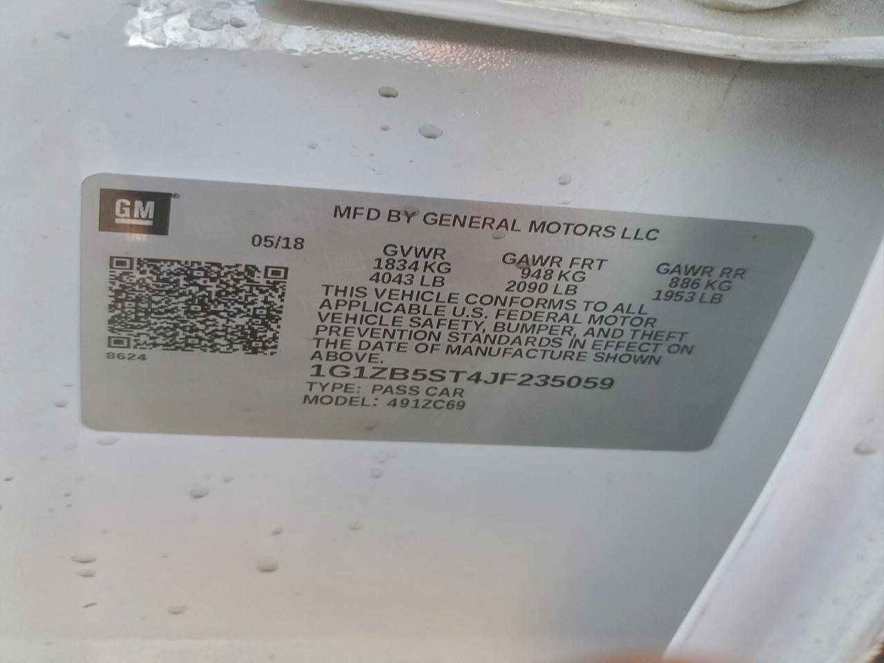 2018 Chevrolet Malibu Ls VIN: 1G1ZB5ST4JF235059 Lot: 94982785