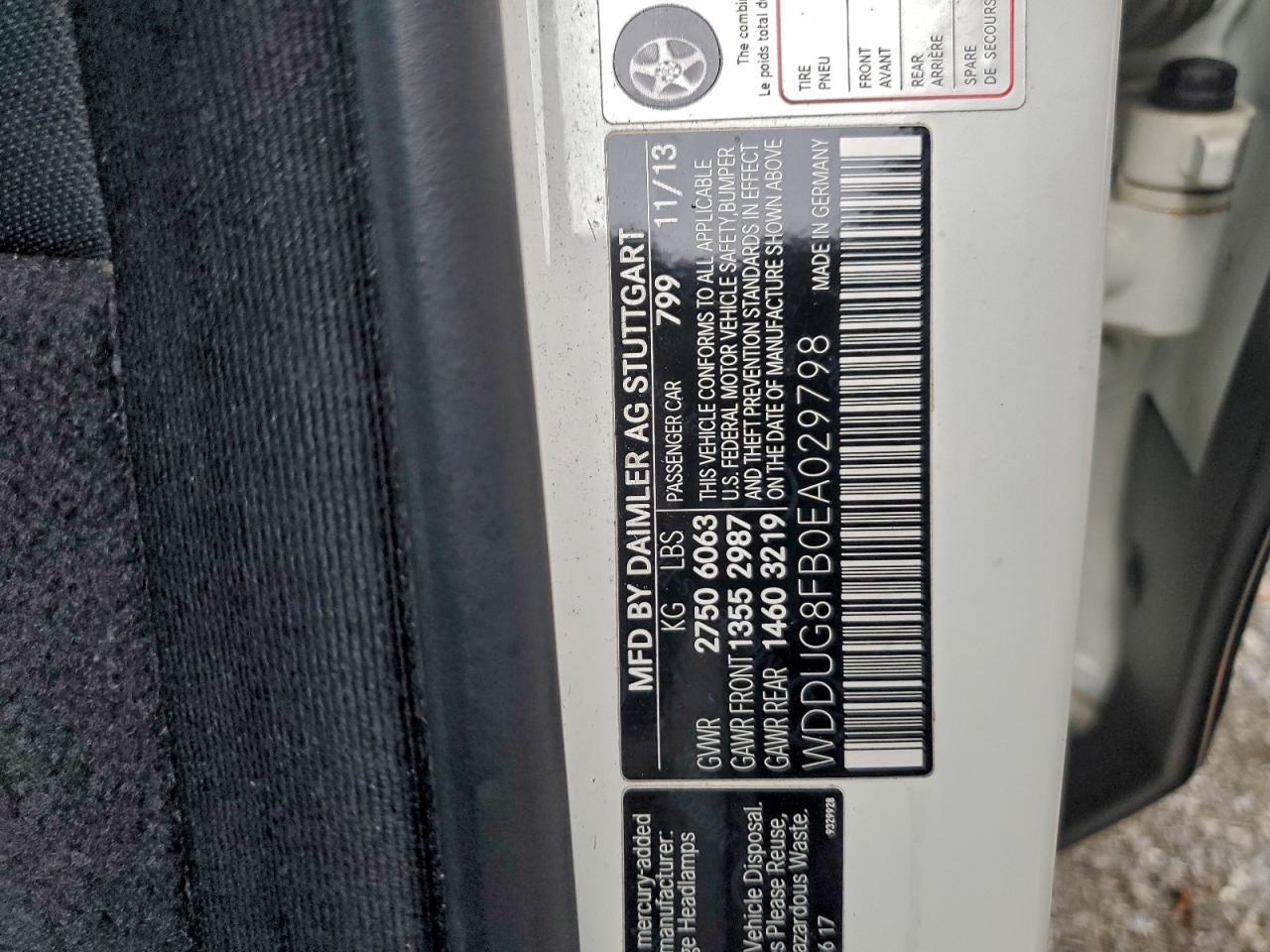 2014 Mercedes-Benz S 550 4Matic VIN: WDDUG8FB0EA029798 Lot: 93318665