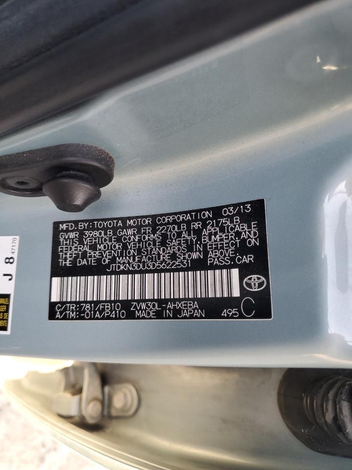 2013 Toyota Prius VIN: JTDKN3DU3D5622531 Lot: 91662215