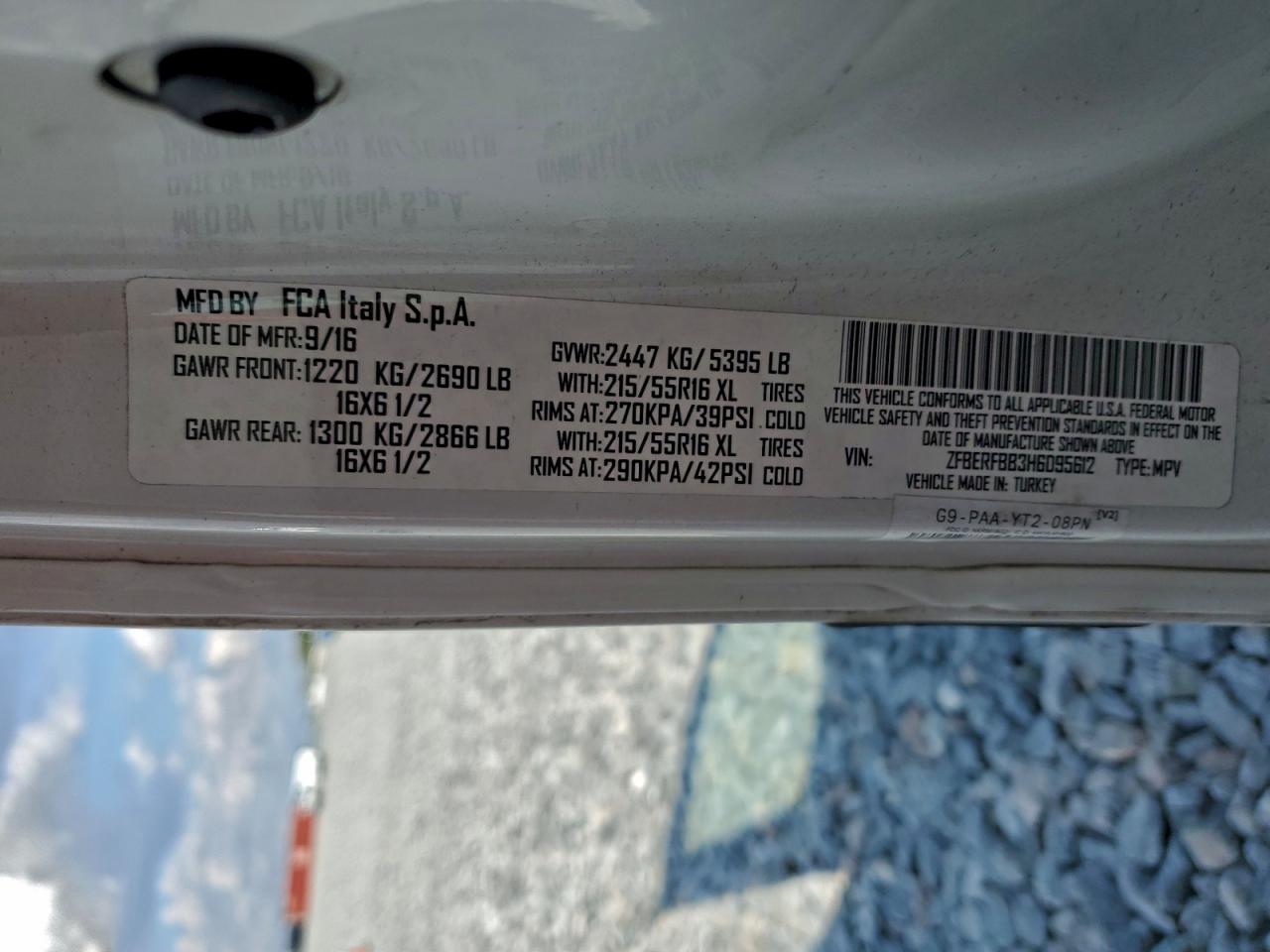 2017 Ram Promaster City Slt VIN: ZFBERFBB3H6D95612 Lot: 94220695