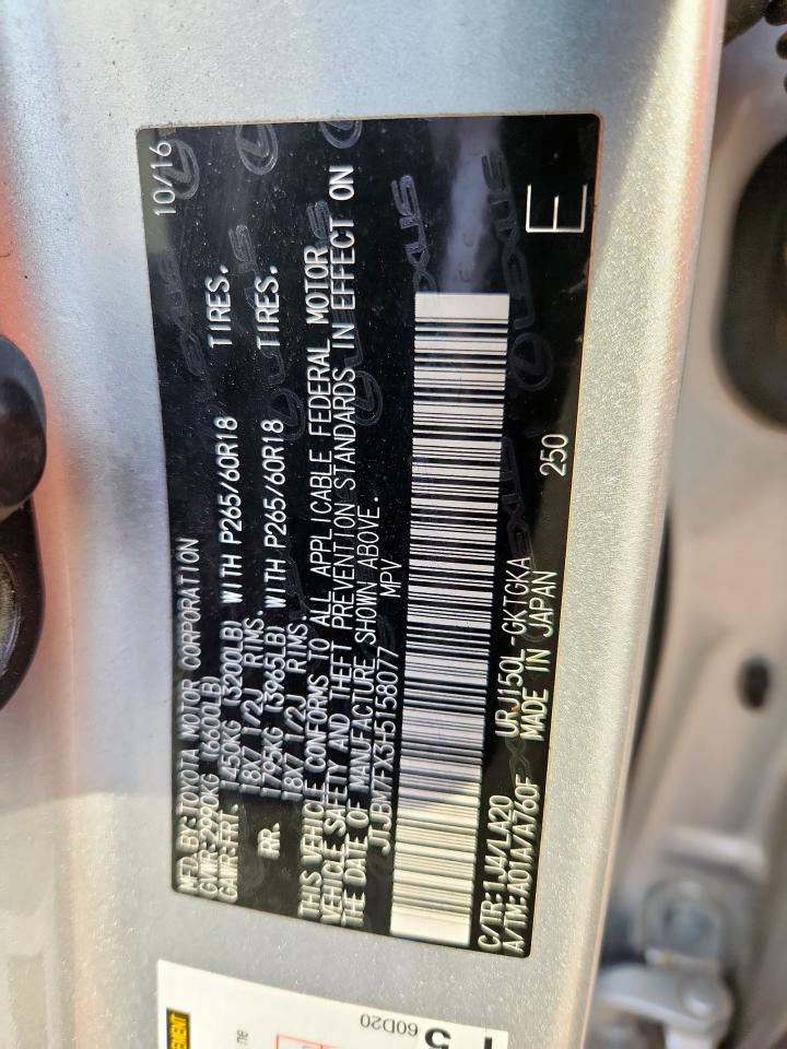 2017 Lexus Gx 460 VIN: JTJBM7FX3H5158077 Lot: 93466625