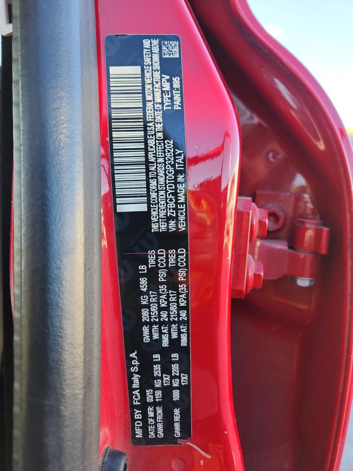 2016 Fiat 500X Lounge VIN: ZFBCFYDT0GP326202 Lot: 92118515