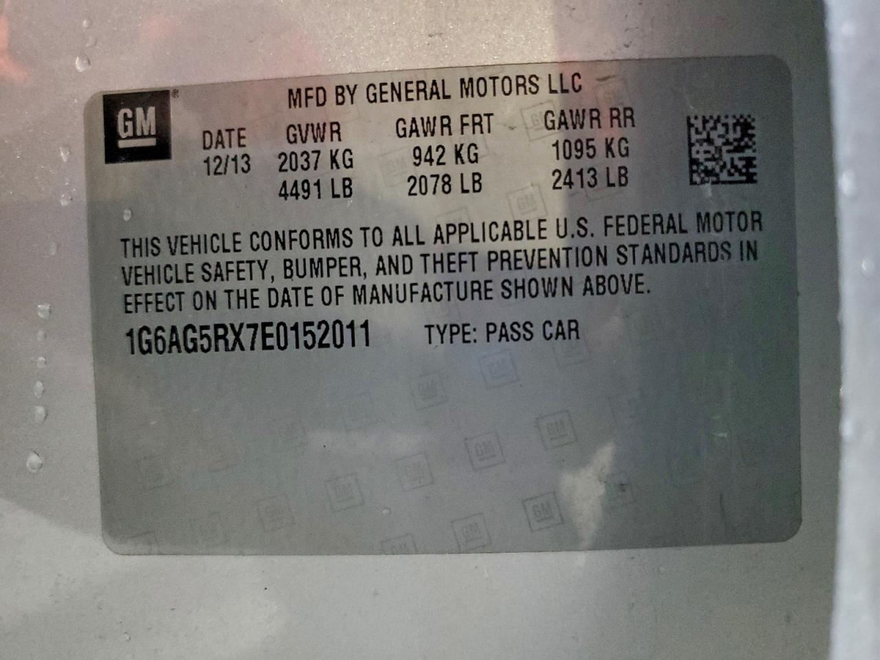 2014 Cadillac Ats VIN: 1G6AG5RX7E0152011 Lot: 94592095