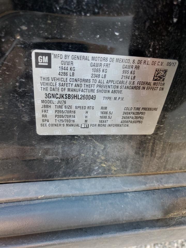 2017 Chevrolet Trax Ls VIN: 3GNCJKSB9HL260049 Lot: 91970035