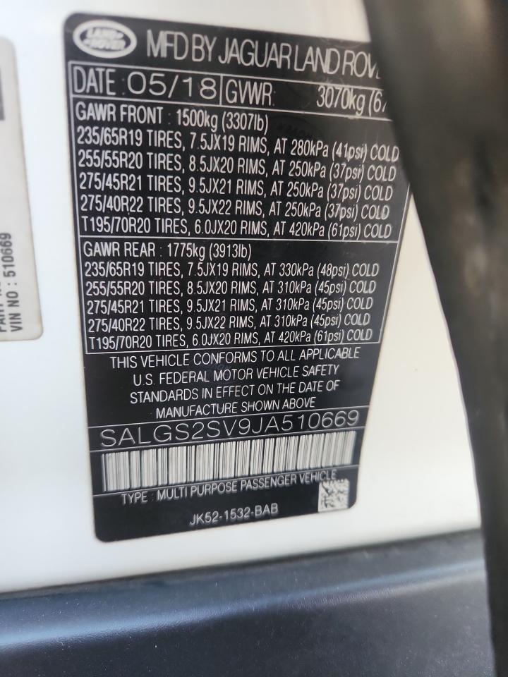 2018 Land Rover Range Rover Hse VIN: SALGS2SV9JA510669 Lot: 90599555