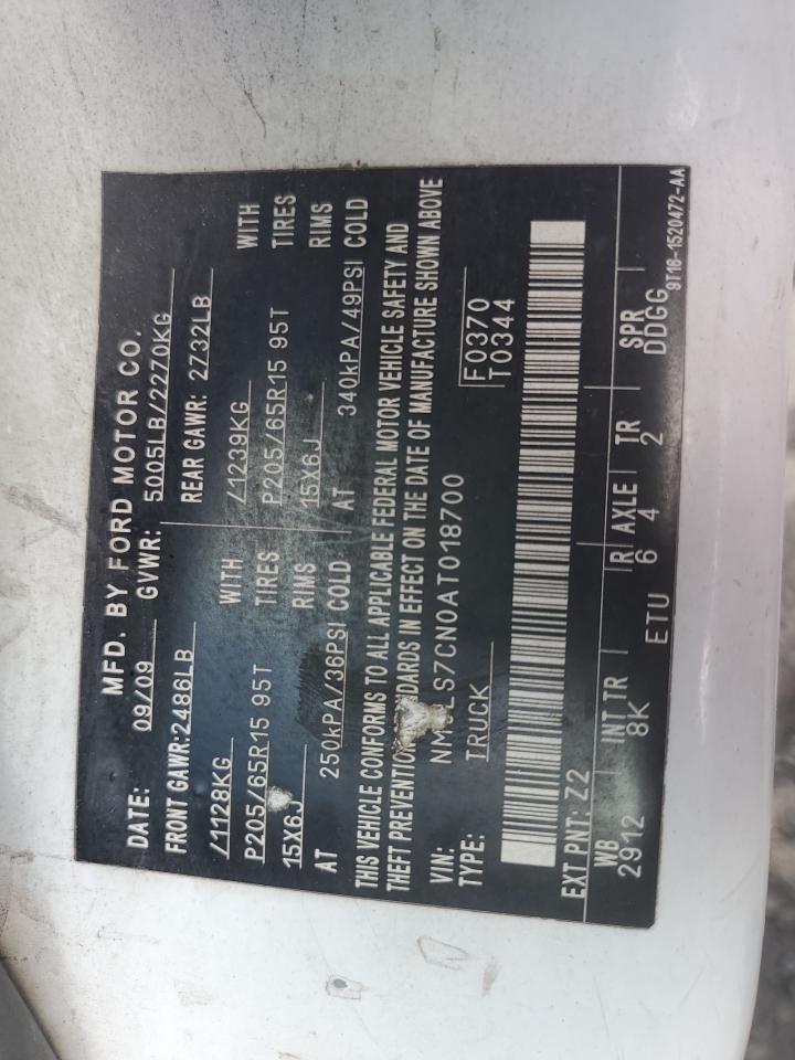 2010 Ford Transit Connect Xl VIN: NM0LS7CN0AT018700 Lot: 93036425