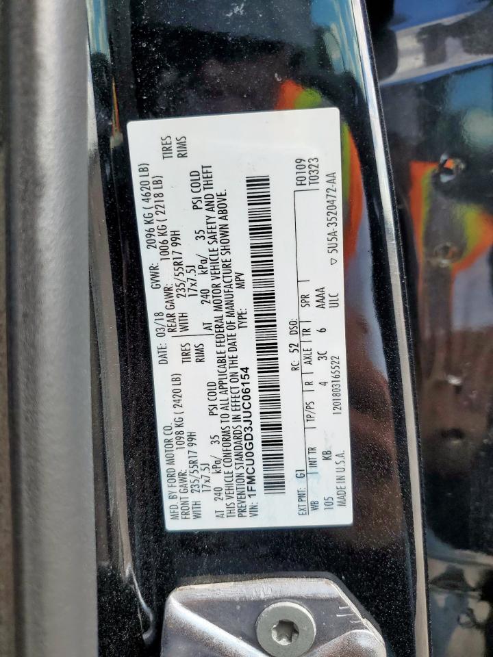 2018 Ford Escape Se VIN: 1FMCU0GD3JUC06154 Lot: 91582905