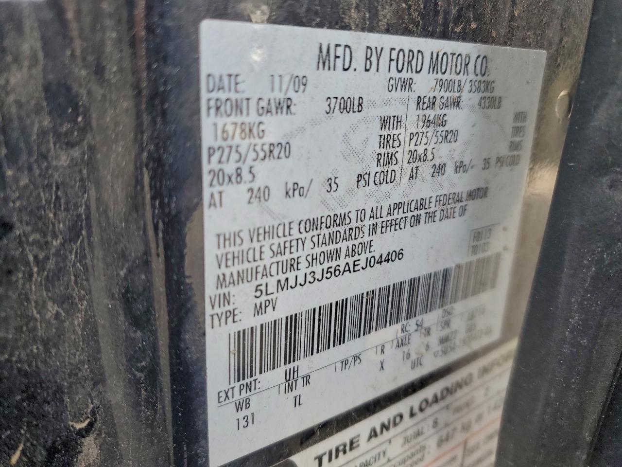 2010 Lincoln Navigator L VIN: 5LMJJ3J56AEJ04406 Lot: 93597745