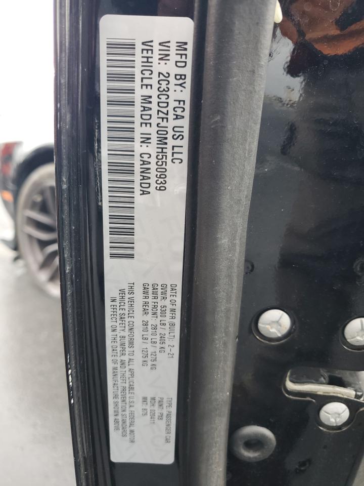 2021 Dodge Challenger R/T Scat Pack VIN: 2C3CDZFJ0MH550939 Lot: 92862215