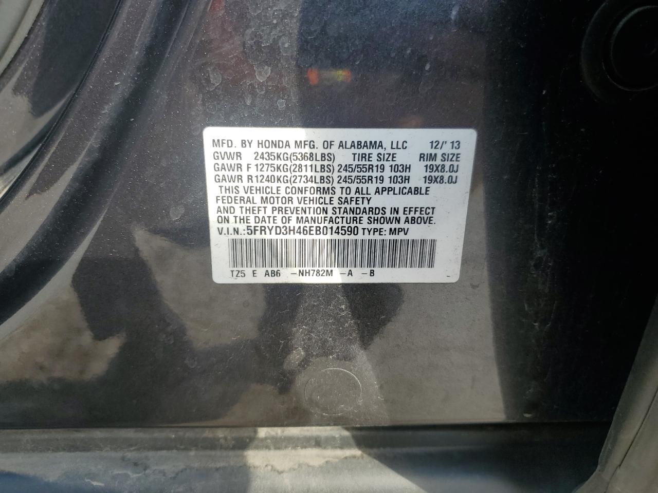 2014 Acura Mdx Technology VIN: 5FRYD3H46EB014590 Lot: 91784025