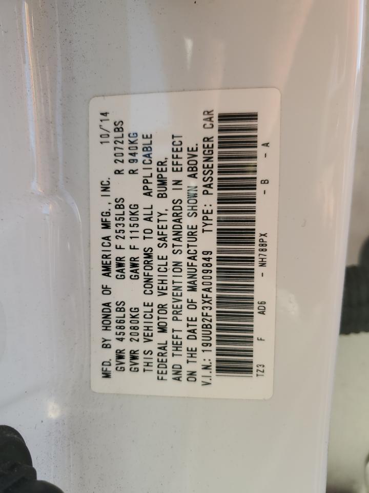 2015 Acura Tlx VIN: 19UUB2F3XFA009849 Lot: 92181595