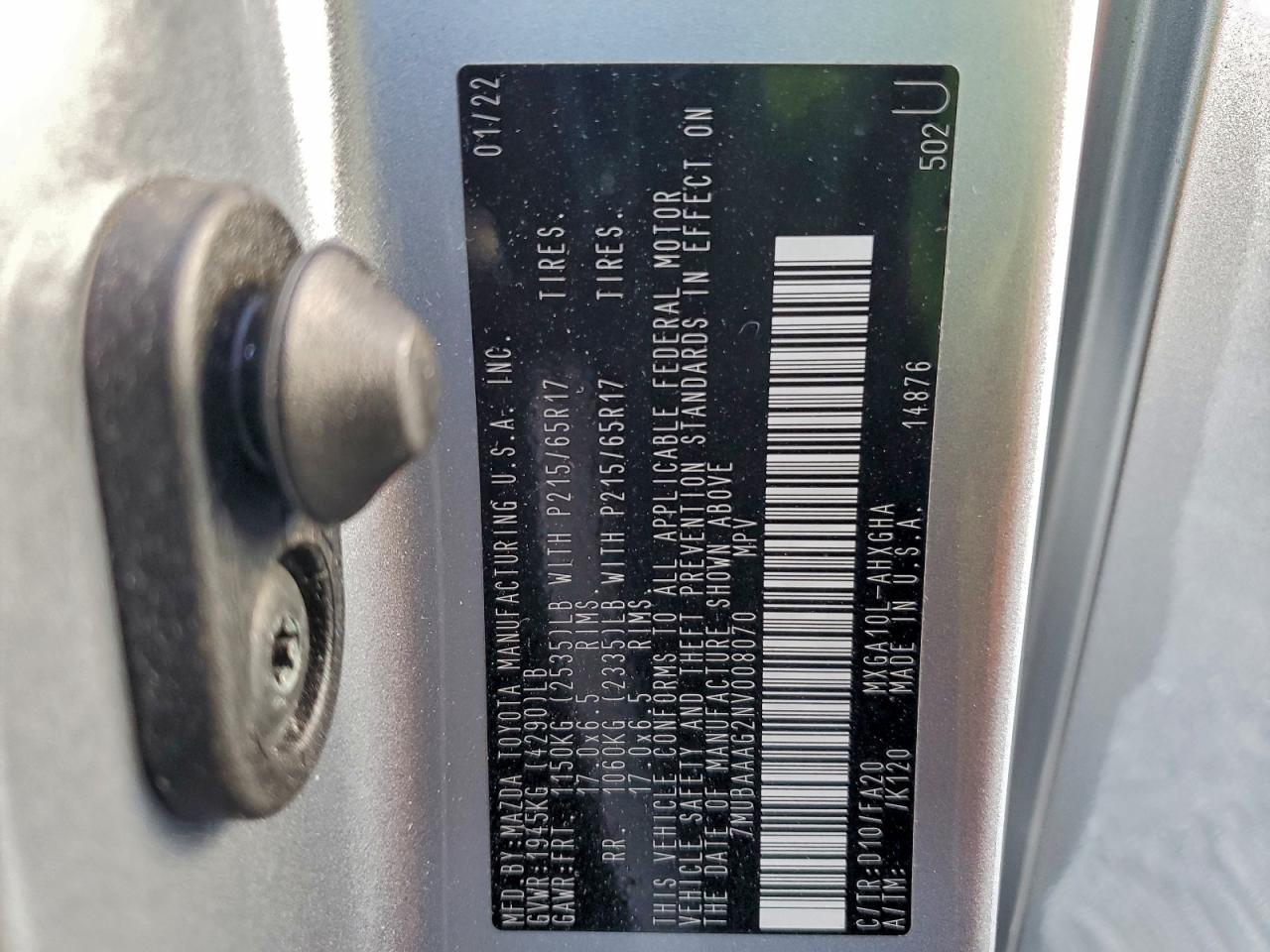 2022 Toyota Corolla Cross Le VIN: 7MUBAAAG2NV008070 Lot: 94670445