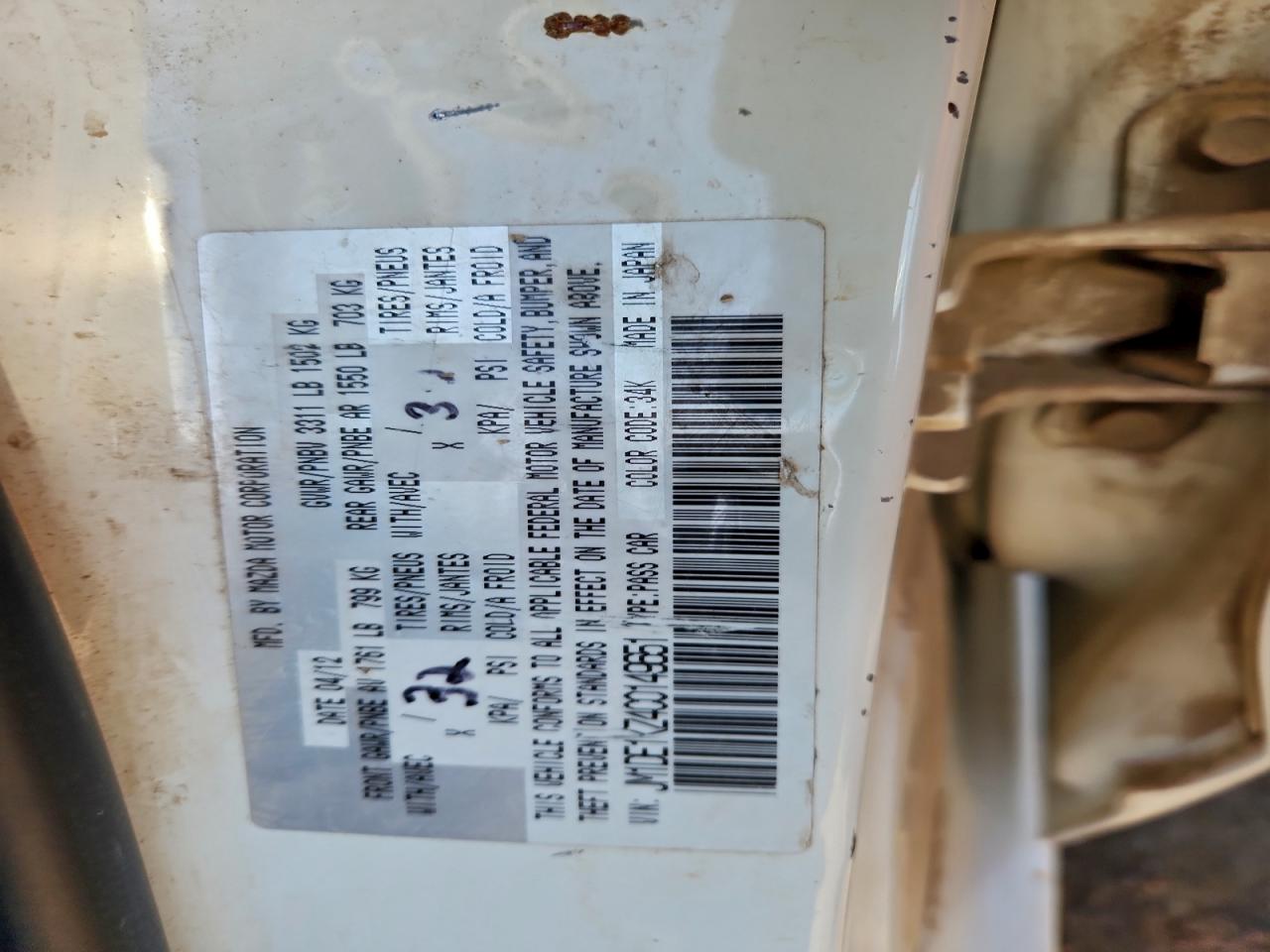 2012 Mazda Mazda2 VIN: JM1DE1KZ4C0149651 Lot: 94457995