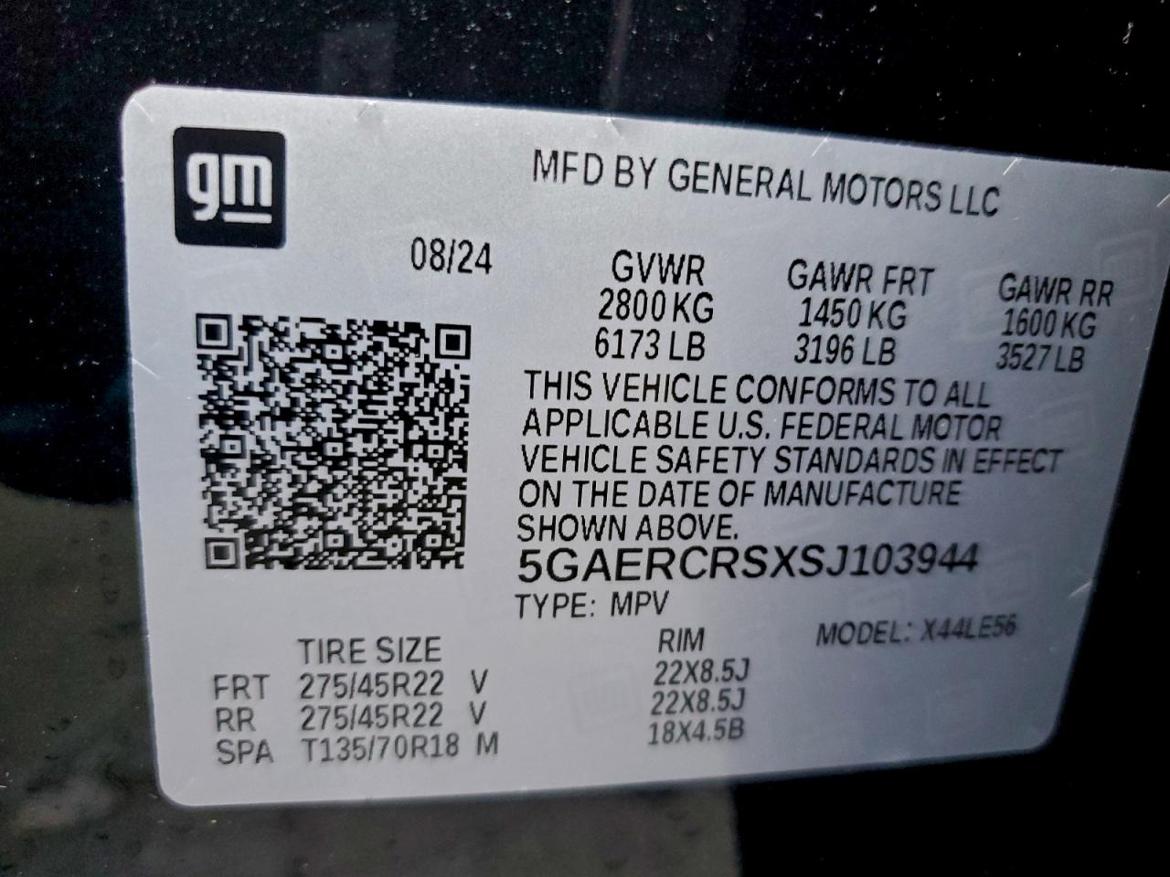 2025 Buick Enclave Avenir VIN: 5GAERCRSXSJ103944 Lot: 93722685