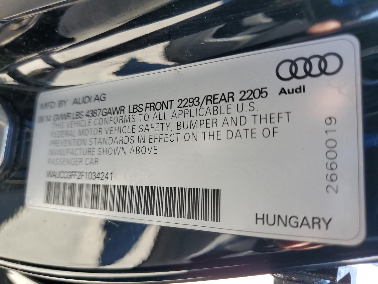 2015 Audi A3 Premium Plus VIN: WAUCCGFF2F1034241 Lot: 92268815