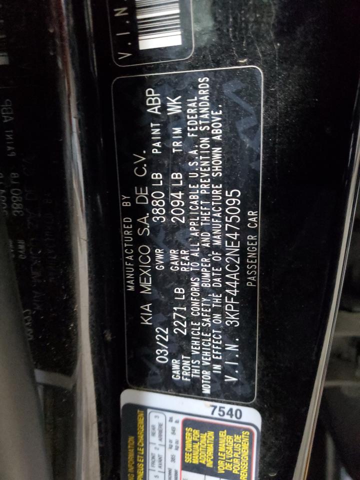 2022 Kia Forte Gt VIN: 3KPF44AC2NE475095 Lot: 92663955