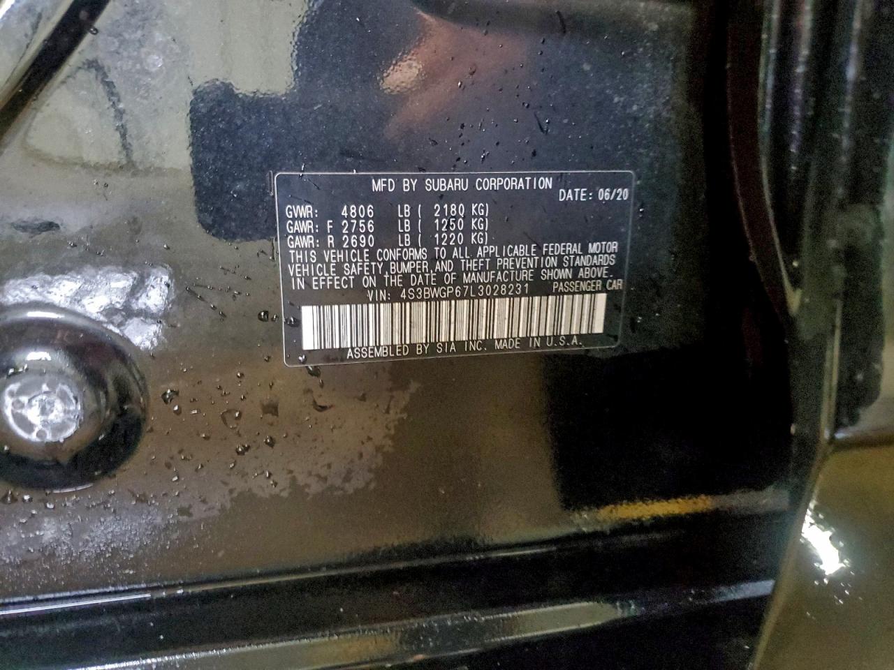 2020 Subaru Legacy Touring Xt VIN: 4S3BWGP67L3028231 Lot: 93209015