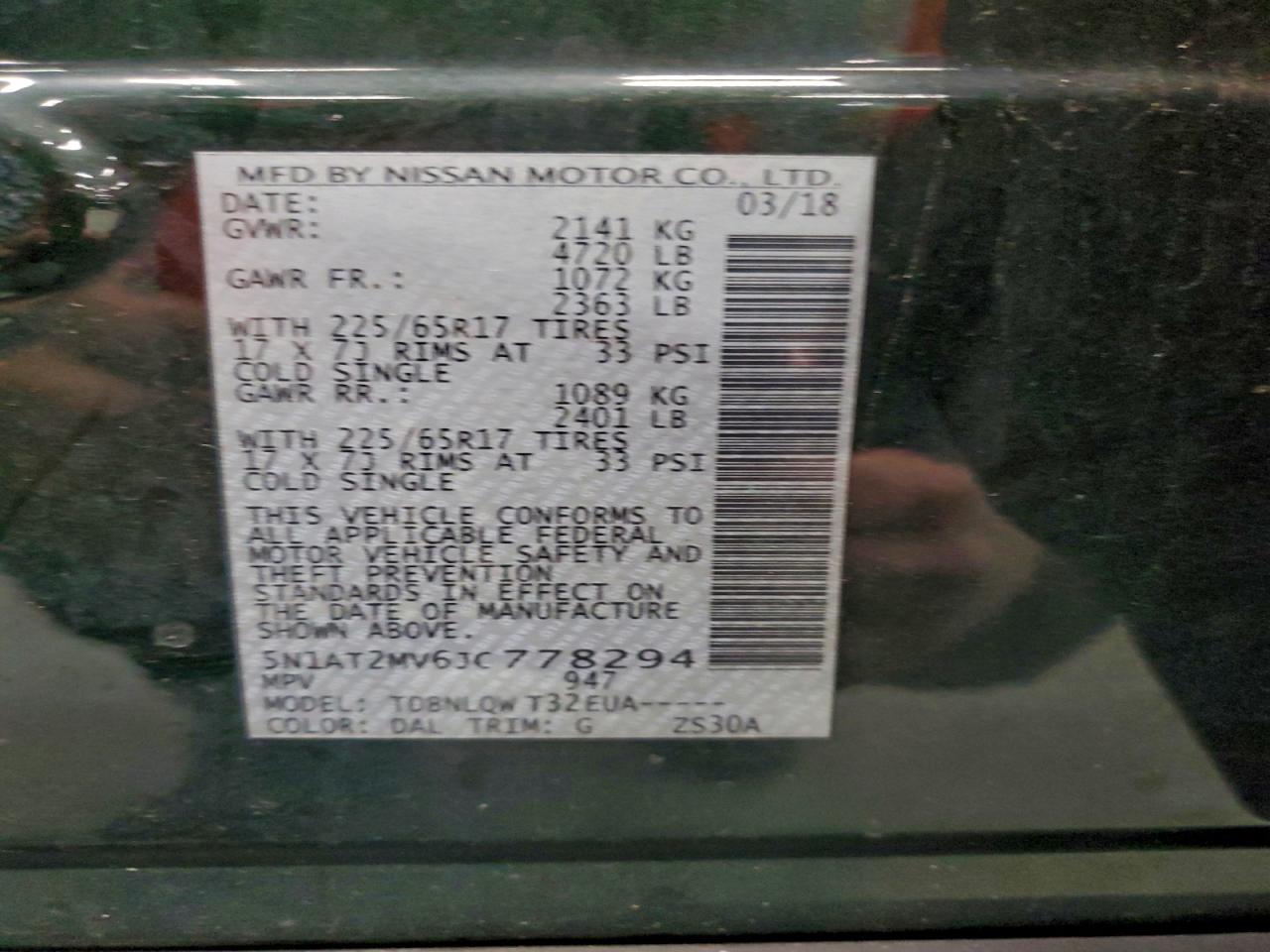 2018 Nissan Rogue S VIN: 5N1AT2MV6JC778294 Lot: 93893745