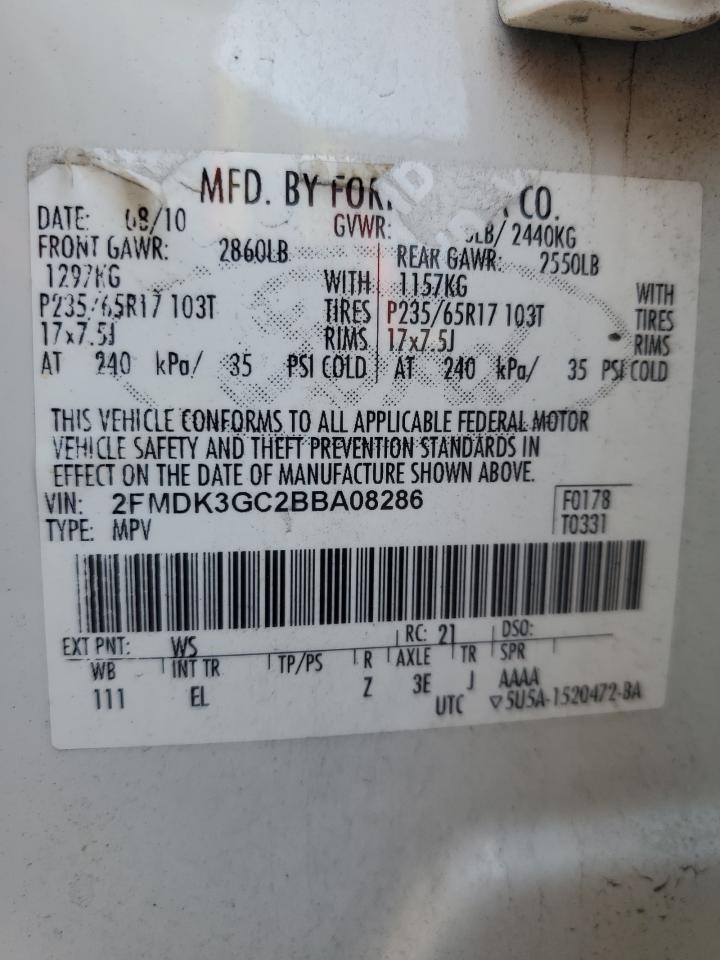 2011 Ford Edge Se VIN: 2FMDK3GC2BBA08286 Lot: 93518725