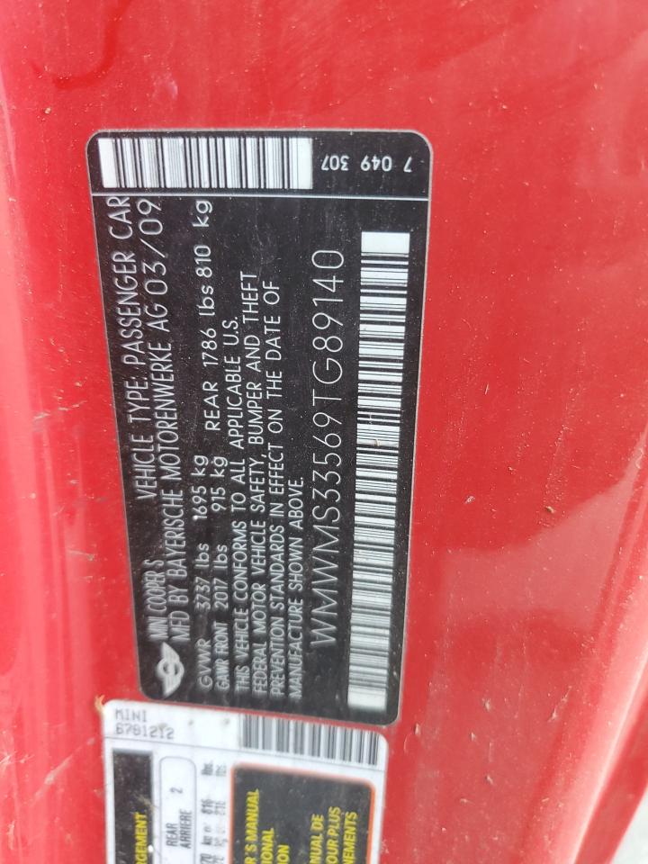 2009 Mini Cooper S VIN: WMWMS33569TG89140 Lot: 92157175