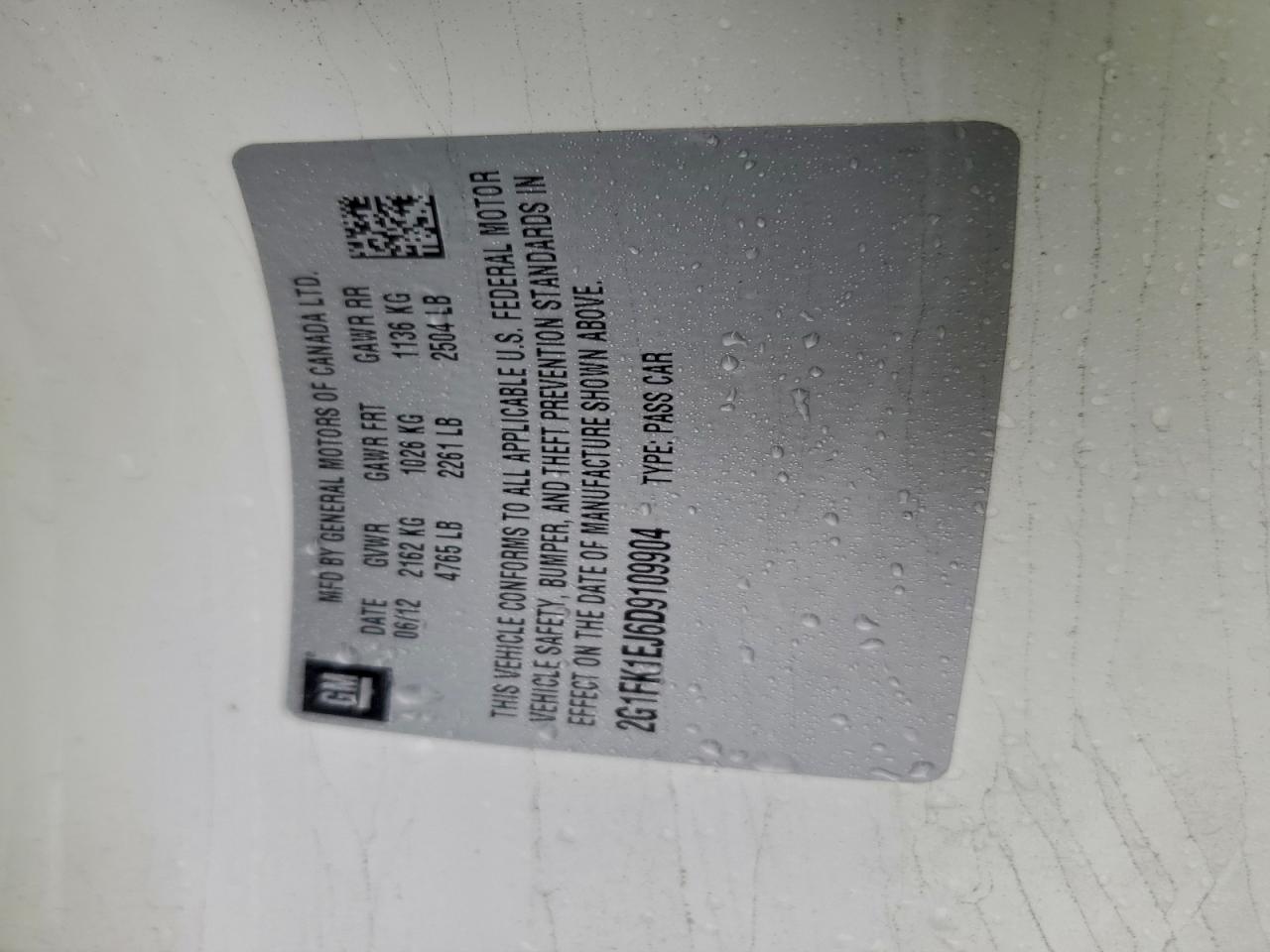 2013 Chevrolet Camaro 2Ss VIN: 2G1FK1EJ6D9109904 Lot: 94124815