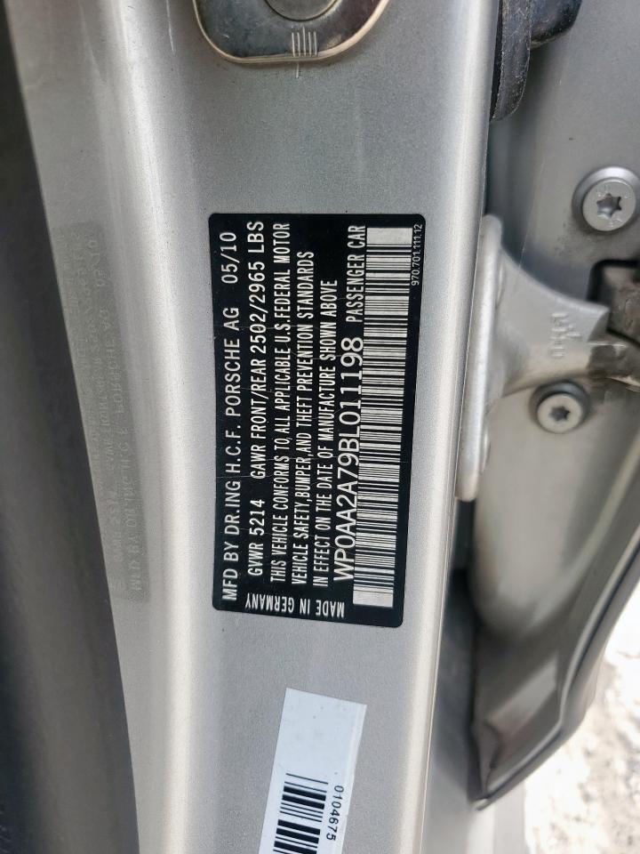 2011 Porsche Panamera 2 VIN: WP0AA2A79BL011198 Lot: 92845595