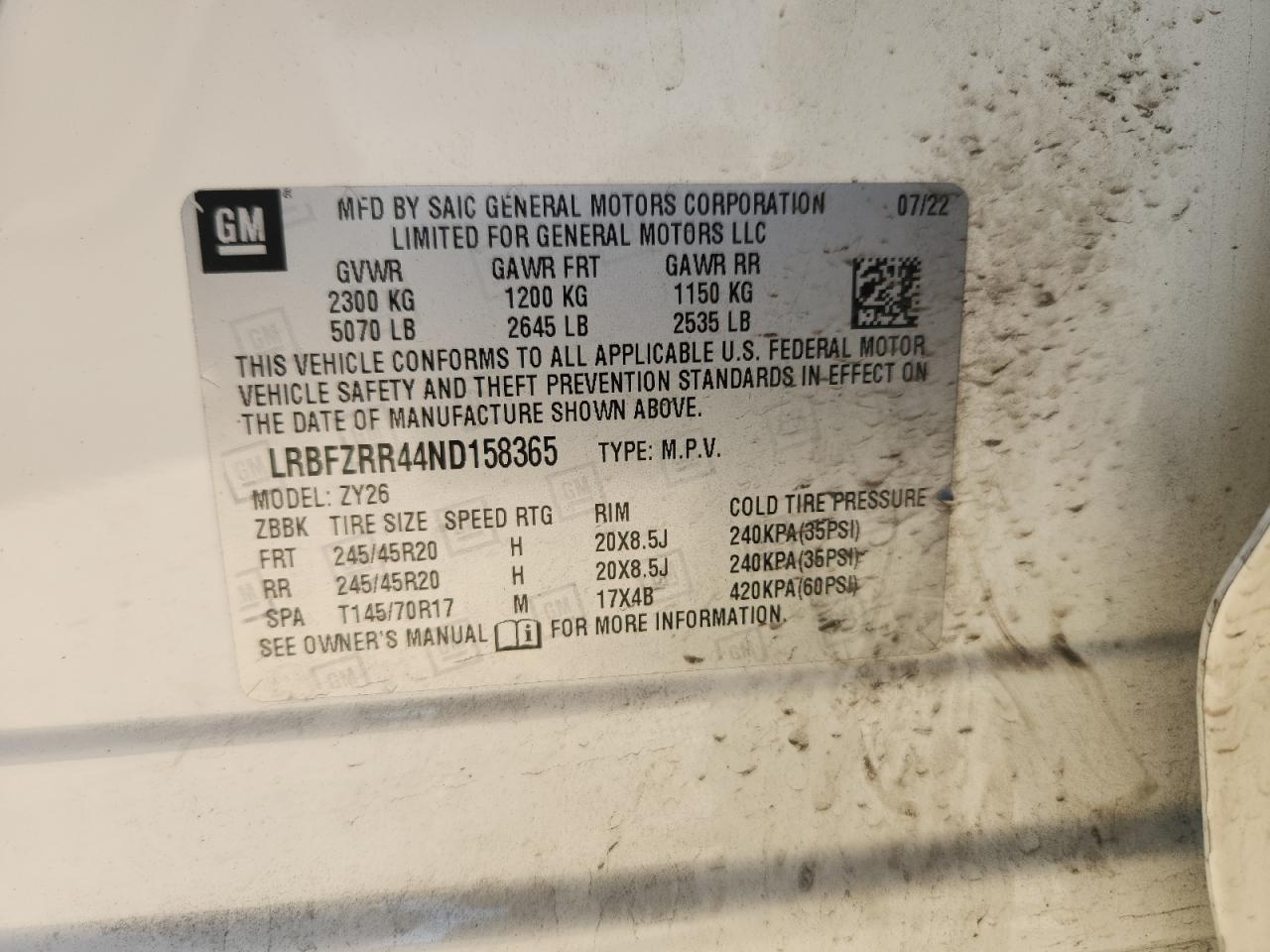 2022 Buick Envision Avenir VIN: LRBFZRR44ND158365 Lot: 91799725