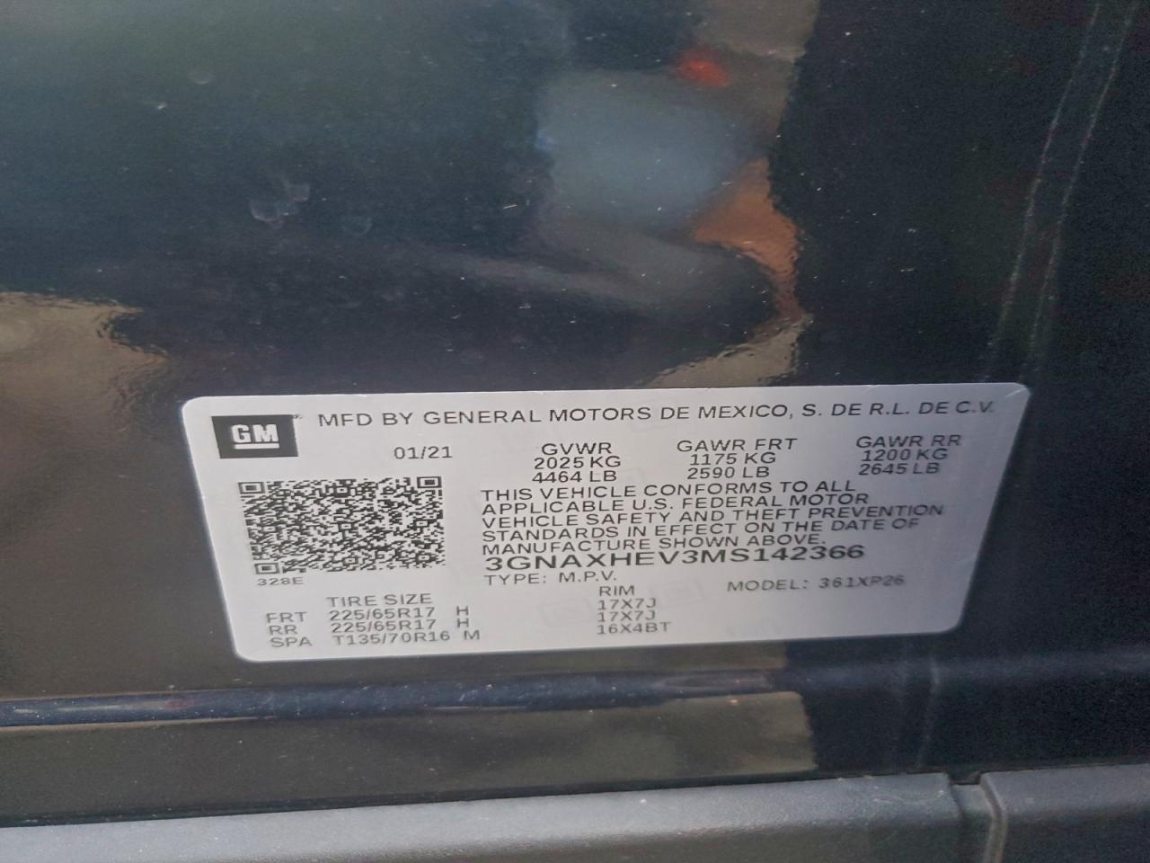 2021 Chevrolet Equinox Ls VIN: 3GNAXHEV3MS142366 Lot: 94071415