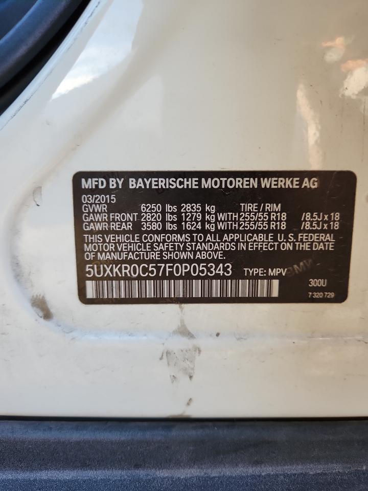 2015 BMW X5 xDrive35I VIN: 5UXKR0C57F0P05343 Lot: 92454355
