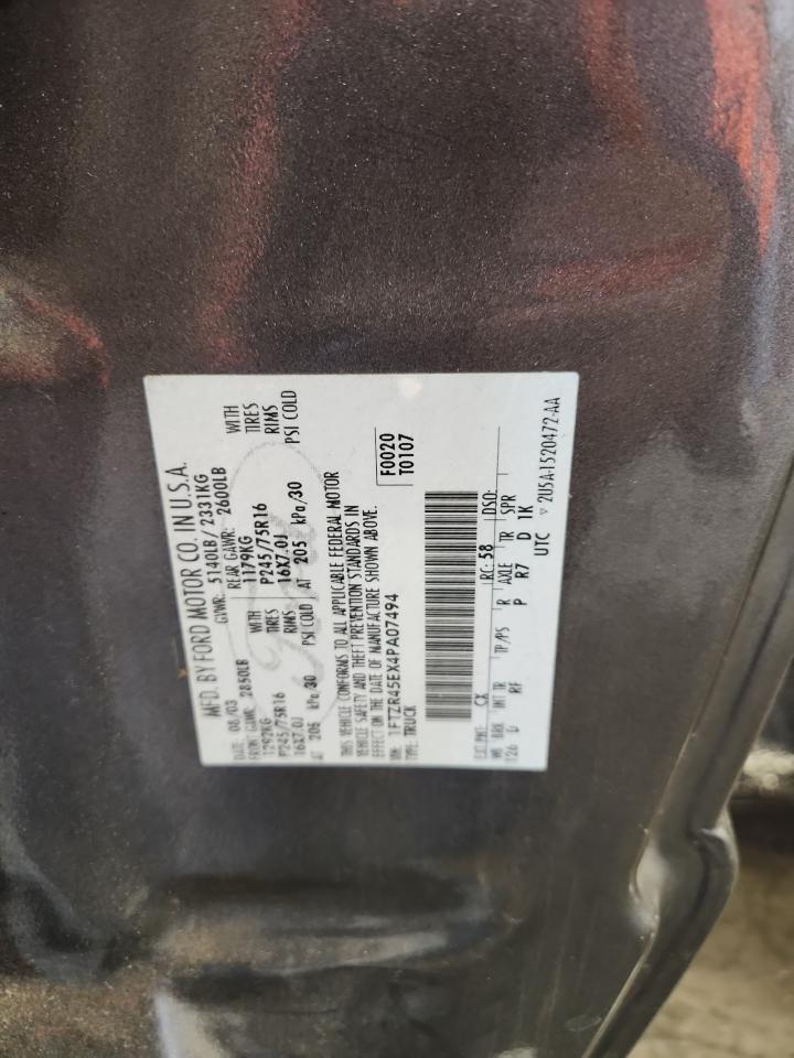 2004 Ford Ranger Super Cab VIN: 1FTZR45EX4PA07494 Lot: 92380805