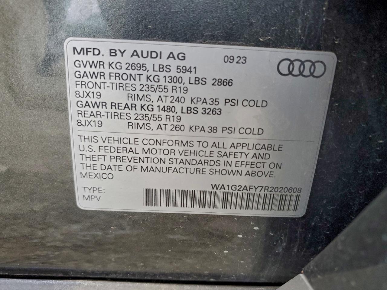 2024 Audi Q5 E Premium 55 VIN: WA1G2AFY7R2020608 Lot: 86317715