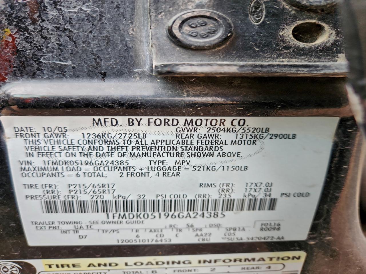 2006 Ford Freestyle Sel VIN: 1FMDK05196GA24385 Lot: 92183835