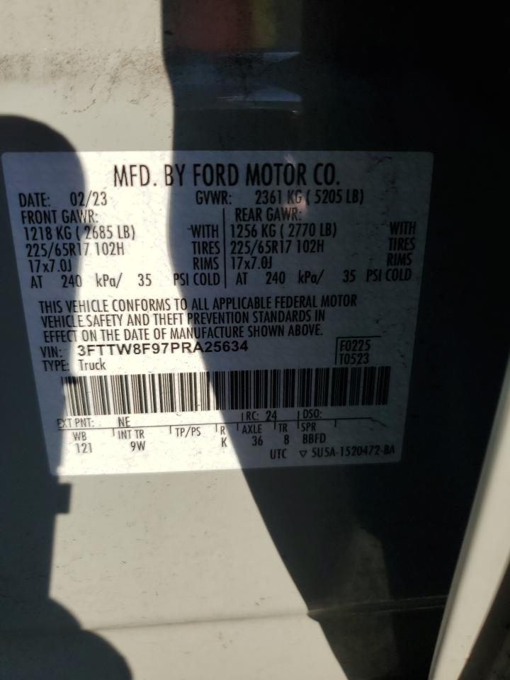 2023 Ford Maverick Xl VIN: 3FTTW8F97PRA25634 Lot: 91046235