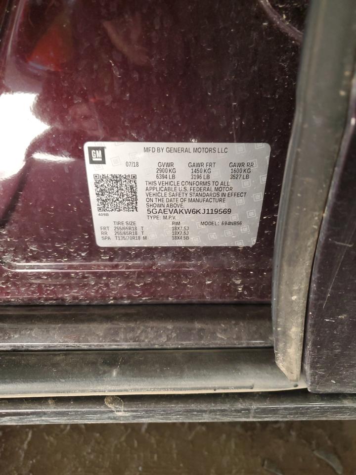 2019 Buick Enclave Essence VIN: 5GAEVAKW6KJ119569 Lot: 91906065