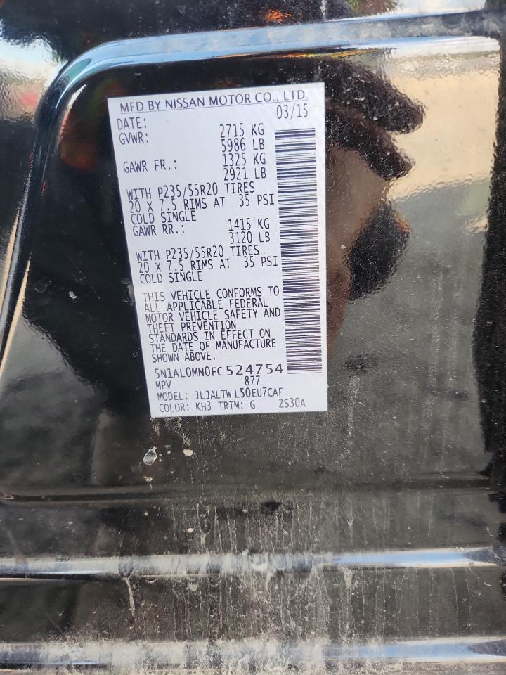 2015 Infiniti Qx60 VIN: 5N1AL0MN0FC524754 Lot: 91497935