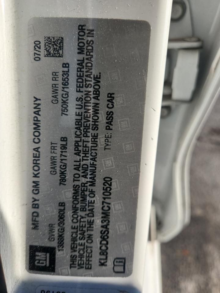 2021 Chevrolet Spark 1Lt VIN: KL8CD6SA3MC710520 Lot: 92709225