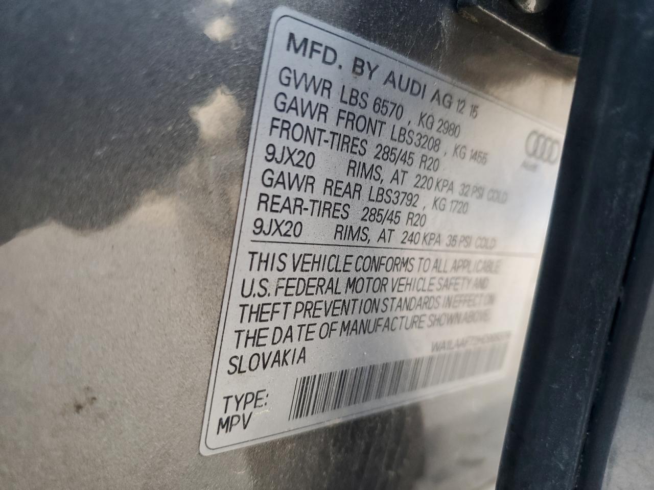 2017 Audi Q7 Premium Plus VIN: WA1LAAF72HD005378 Lot: 93455225