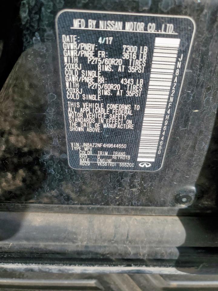 2017 Infiniti Qx80 Base VIN: JN8AZ2NF4H9644650 Lot: 92790435