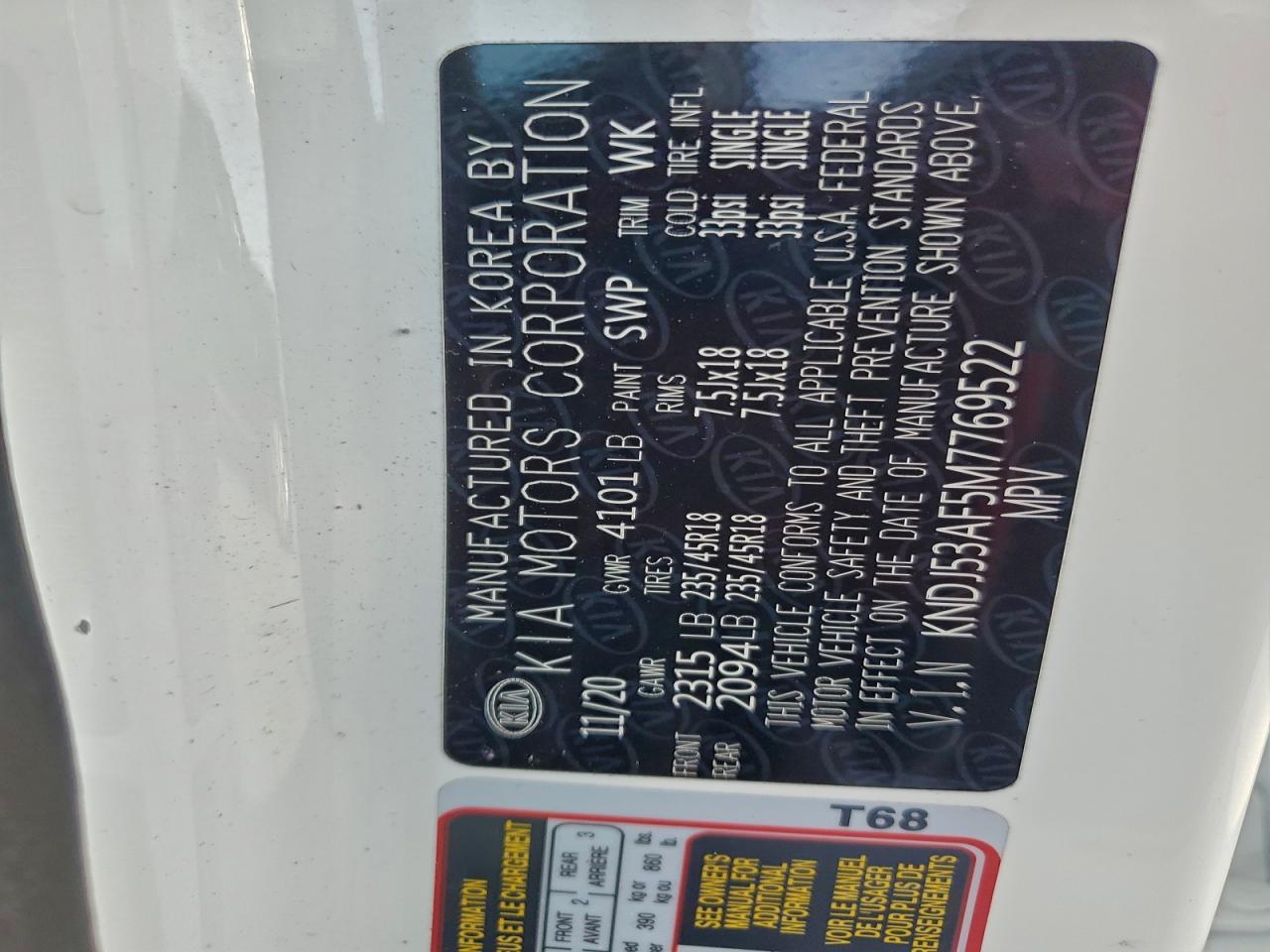 2021 Kia Soul Gt-Line Turbo VIN: KNDJ53AF5M7769522 Lot: 94577675