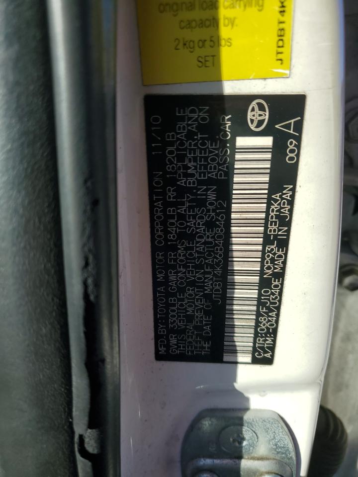 2011 Toyota Yaris VIN: JTDBT4K36B4084612 Lot: 92109135