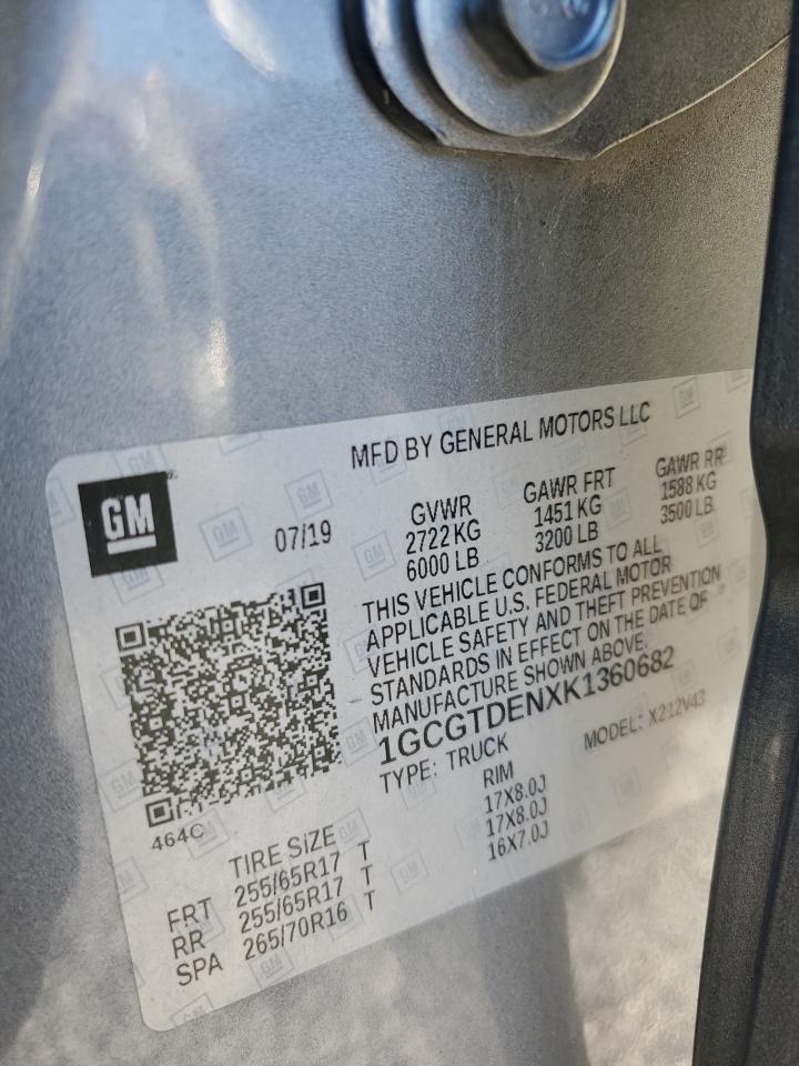 2019 Chevrolet Colorado Z71 VIN: 1GCGTDENXK1360682 Lot: 92190395