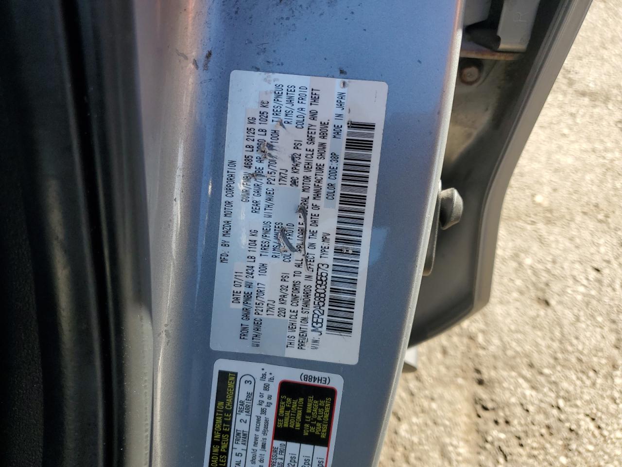 2011 Mazda Cx-7 VIN: JM3ER2A58B0395573 Lot: 92641195