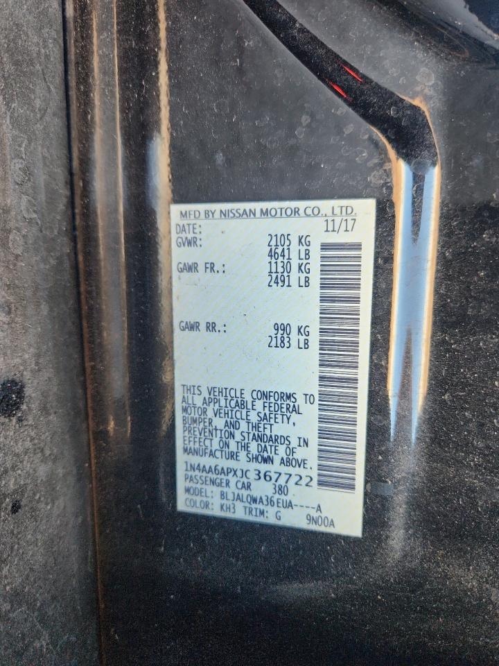 2018 Nissan Maxima 3.5S VIN: 1N4AA6APXJC367722 Lot: 91715185