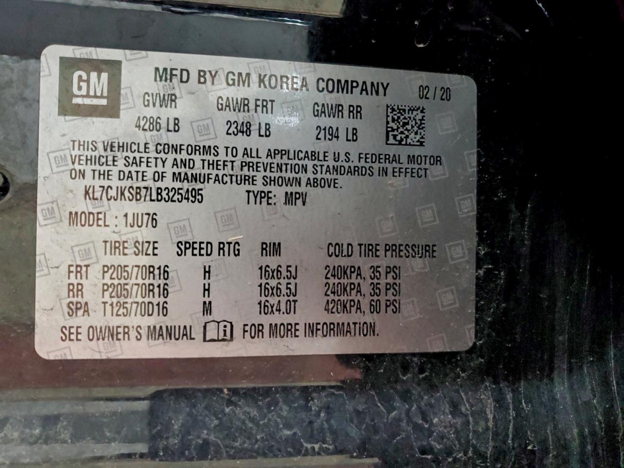 2020 Chevrolet Trax Ls VIN: KL7CJKSB7LB325495 Lot: 94224275