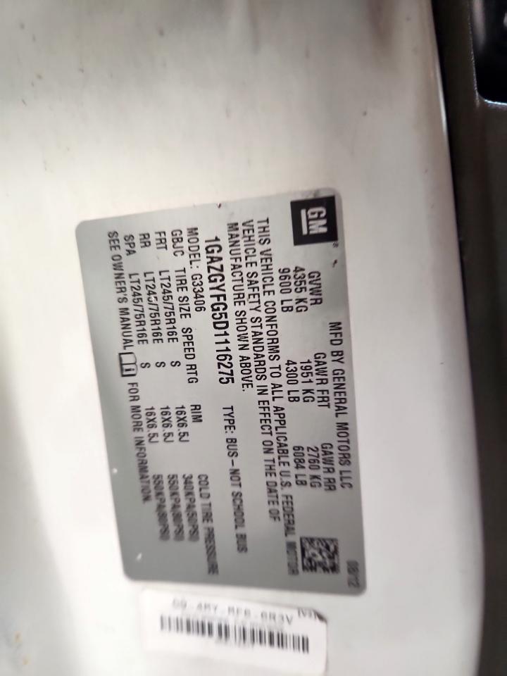 2013 Chevrolet Express G3500 Lt VIN: 1GAZGYFG5D1116275 Lot: 92720355