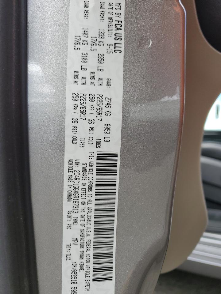 2016 Chrysler Town & Country Limited Platinum VIN: 2C4RC1GGXGR167313 Lot: 91826965