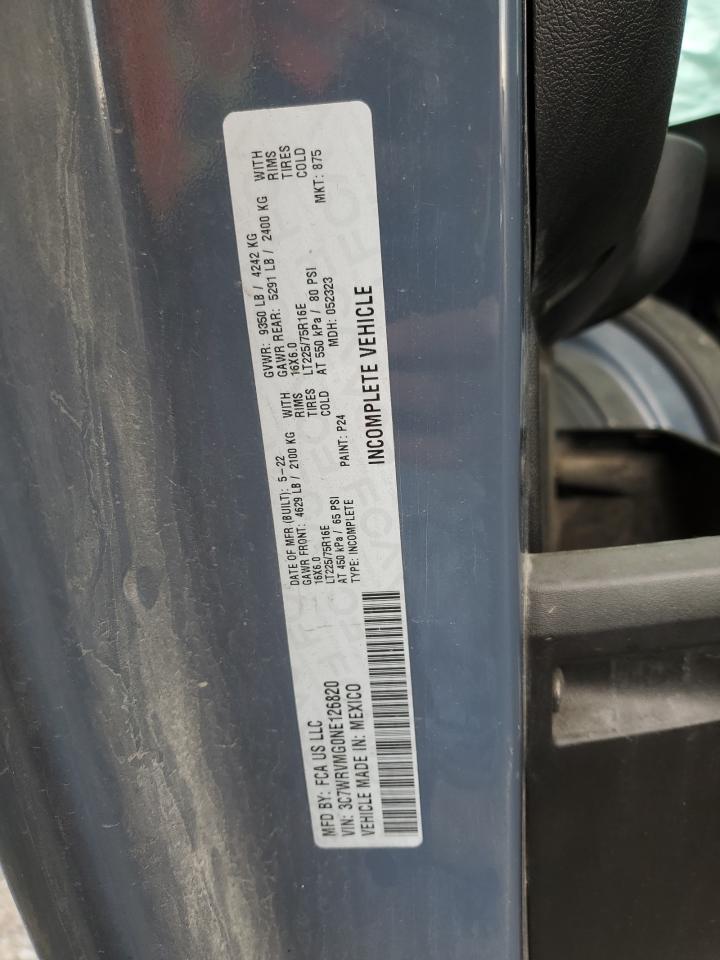 2022 Ram Promaster 3500 3500 Standard VIN: 3C7WRVMG0NE126820 Lot: 91666195